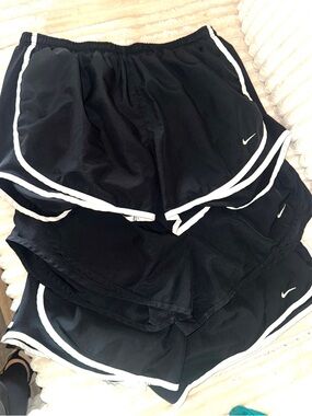 Lot of 3 pair~ Nike Black Dri-FIT Athletic Shorts with White Logo